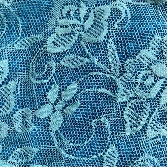 Mint Green Lace Short Sleeve Blouse - Picture 3 of 3